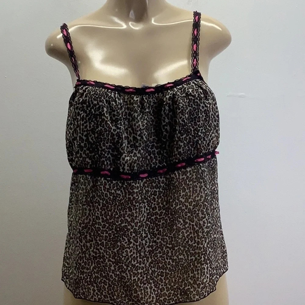 Zuliana Size Large Cheetah Print With Lace & Satin Shoulder Straps.